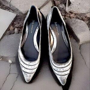 🪙ENZO ANGIOLINI🪙 “EASACHA” LEATHER METALLIC SUEDE POINTED FLAT SHOES EUC